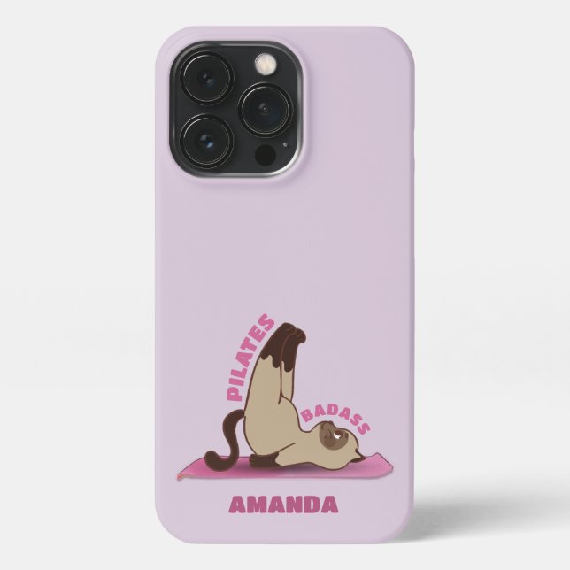 Pilates Badass Workout Kitty Cat Phone Case (Back)