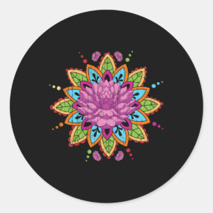 Pilates Fractal Geometry Flower Blossom Yoga Art L Classic Round Sticker