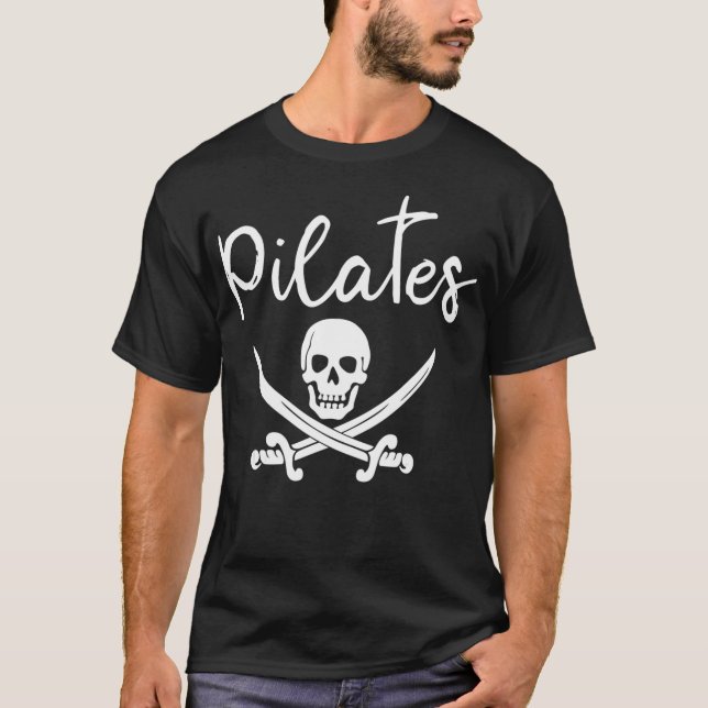 Pilates Funny Pirate Workout Gift  T-Shirt (Front)