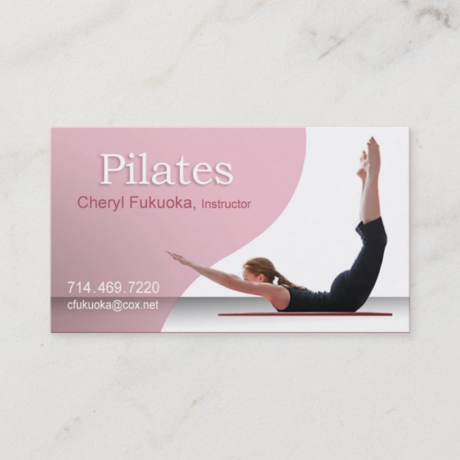 Pilates Instruction (pink) - custom Business Card (Front)