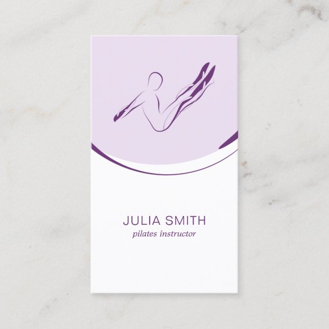 Pilates instructor card with two pilates poses (Front)