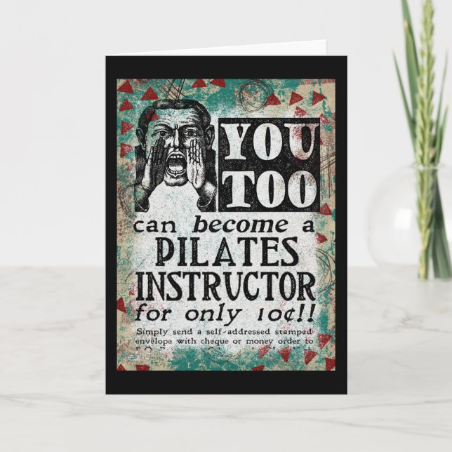 Pilates Instructor Greeting Card - Funny Retro (Front)
