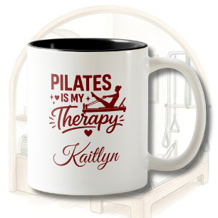 Pilates is My Therapy Personalised Name Two-Tone Coffee Mug