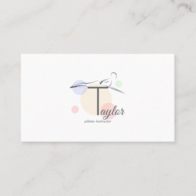 Pilates  Letter T Pose | Monogram Letter T Pilates Business Card (Front)