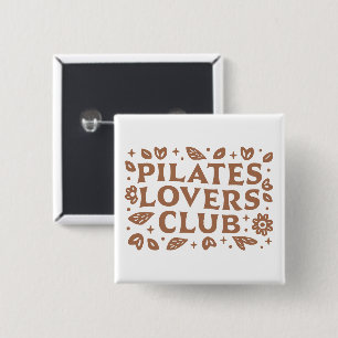 Pilates lovers club boho floral aesthetic 15 cm square badge