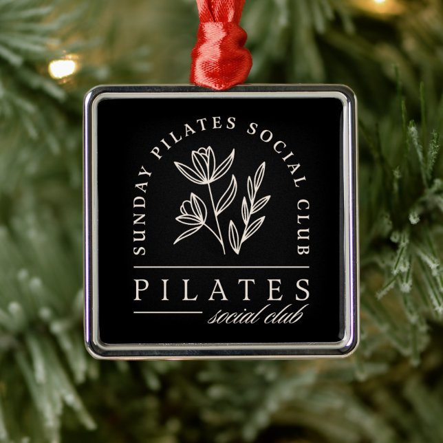 Pilates lovers social club black metal ornament (Tree)