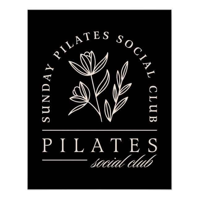Pilates lovers social club luxury studio black poster (Front)