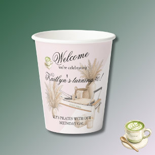 Pilates & Matcha (any age) 40th Birthday Event Paper Cups