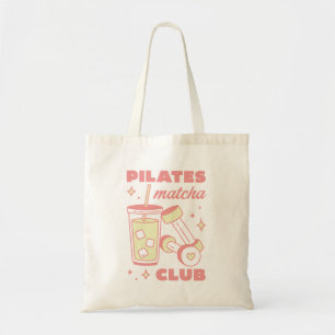 Pilates matcha iced latte lover club pink tote bag