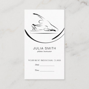 Pilates mermaid pose on the reformer appointment card
