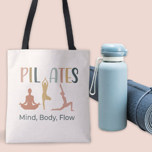Pilates Mind Body Flow Quote Custom Yoga Fitness Tote Bag