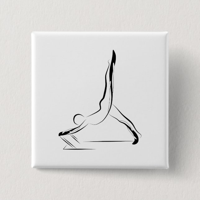 Pilates pose 15 cm square badge (Front)