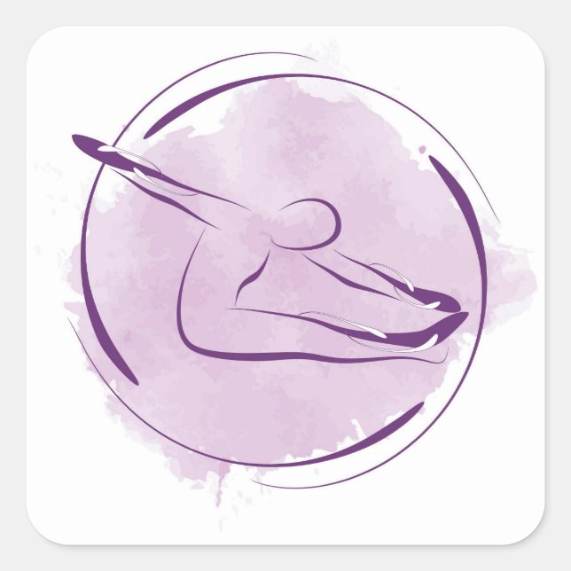 Pilates pose square sticker (Front)