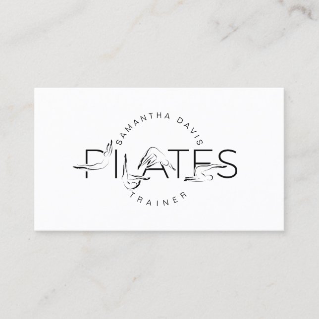 Pilates Poses in Pilates Word Business Card (Front)