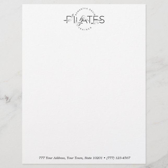 Pilates Poses in Pilates Word Custom Letterhead (Front)