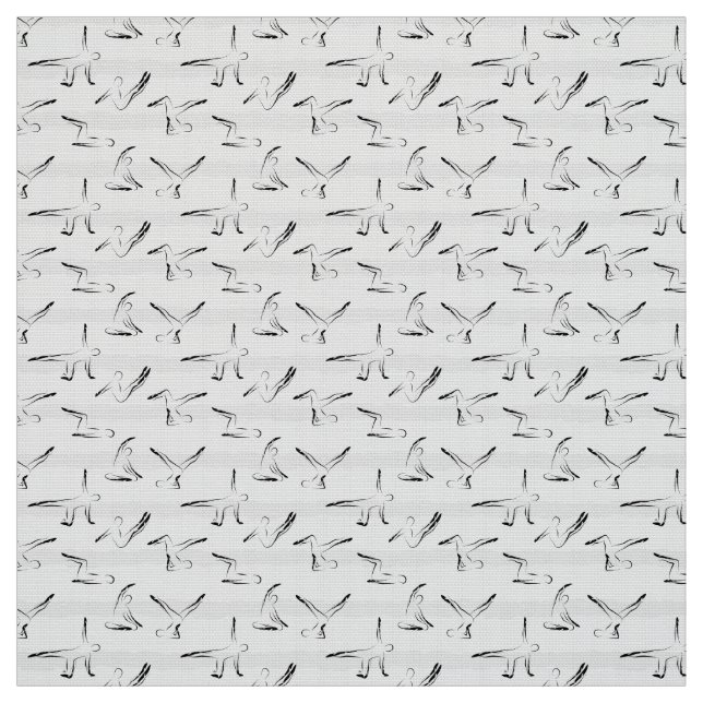 Pilates Poses Seamless Pattern in black colour Fabric (Swatch)