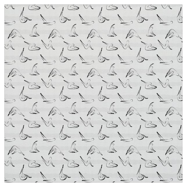Pilates Poses Seamless Pattern in black colour Fabric (Swatch)