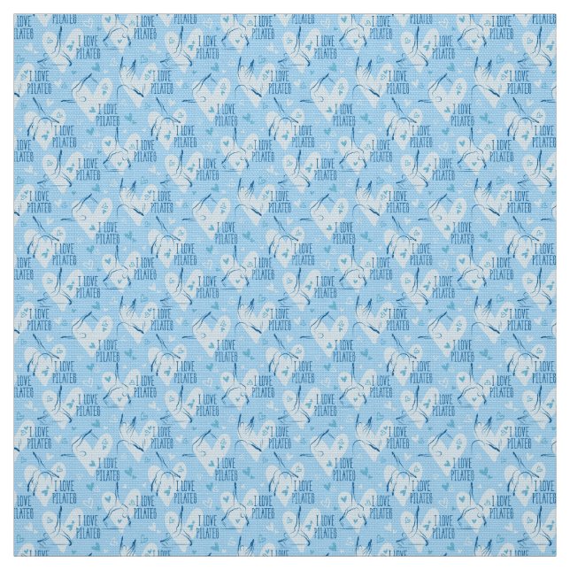 Pilates Poses Seamless Pattern in blue colour Fabric (Swatch)