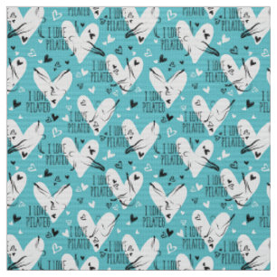 Pilates Poses Seamless Pattern in blue colour Fabric