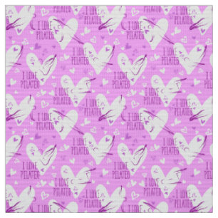Pilates Poses Seamless Pattern in magenta color Fabric