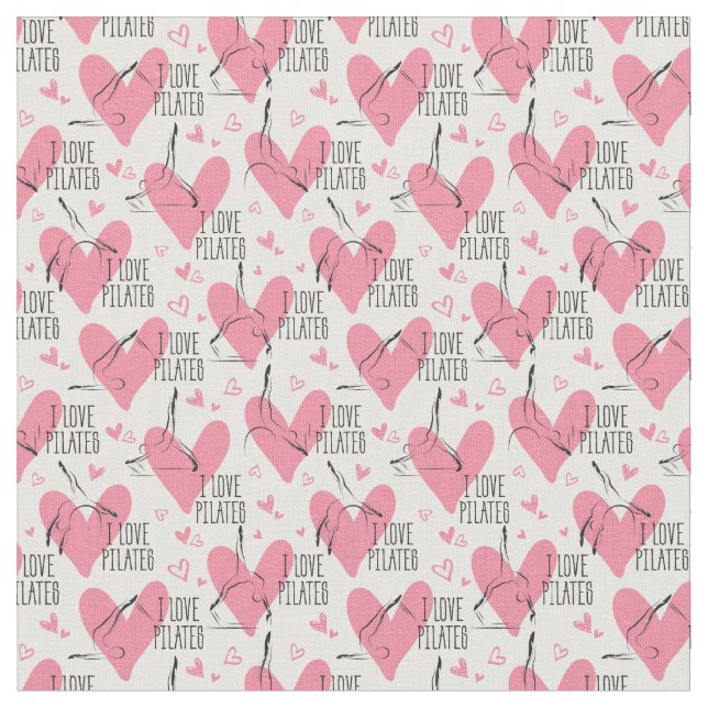 Pilates Poses Seamless Pattern in pink colour Fabric (Close Up)
