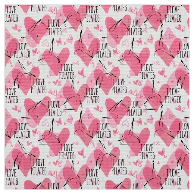 Pilates Poses Seamless Pattern in pink colour Fabric (Swatch)