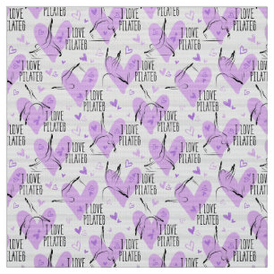 Pilates Poses Seamless Pattern purple colour Fabric