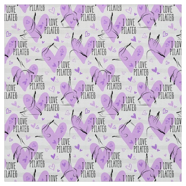 Pilates Poses Seamless Pattern purple colour Fabric (Swatch)