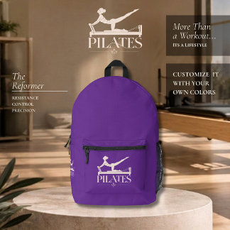 Pilates Reformer-Purple and Pale Pink Printed Backpack