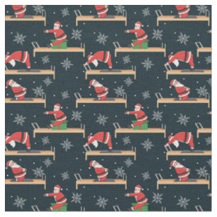 Pilates Reformer Santa Seamless Christmas Patterns Fabric