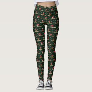 Pilates Reformer Santa Seamless Christmas Patterns Leggings
