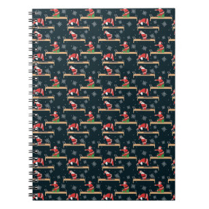 Pilates Reformer Santa Seamless Christmas Patterns Notebook