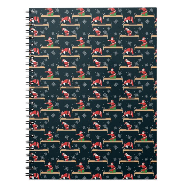 Pilates Reformer Santa Seamless Christmas Patterns Notebook (Front)