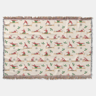 Pilates Reformer Santa Seamless Christmas Patterns Throw Blanket