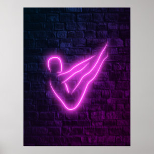 Pilates - rocker neon pose poster