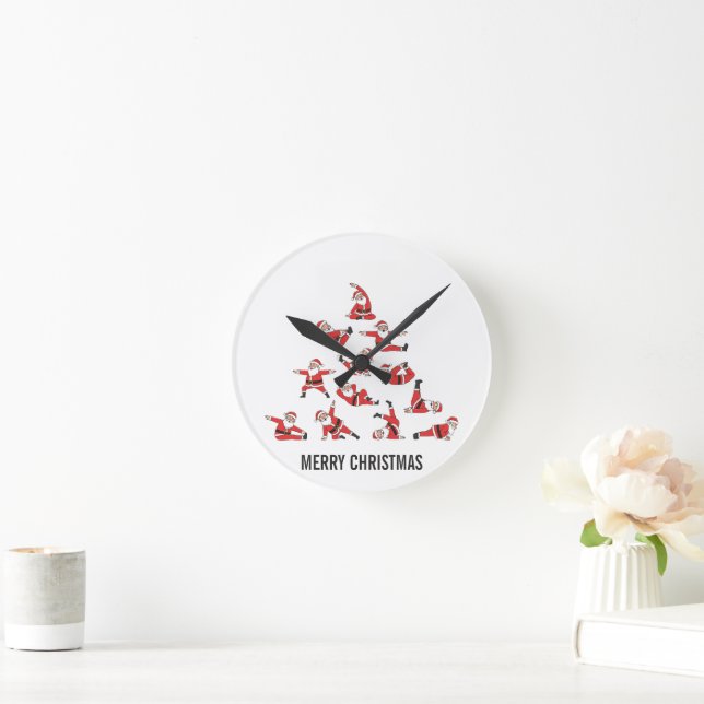 Pilates Santa Mat Christmas Round Clock (Home)