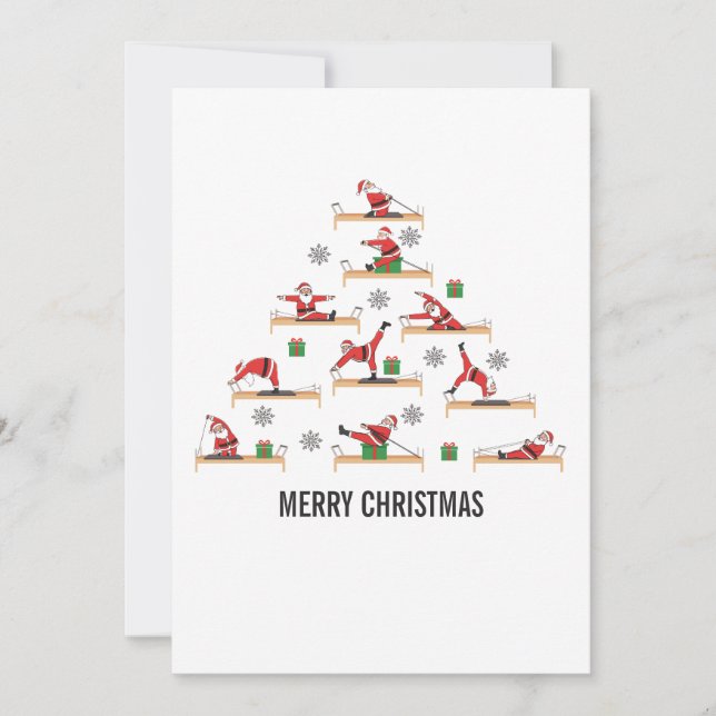 Pilates Santa Reformer Christmas Holiday Card (Front)