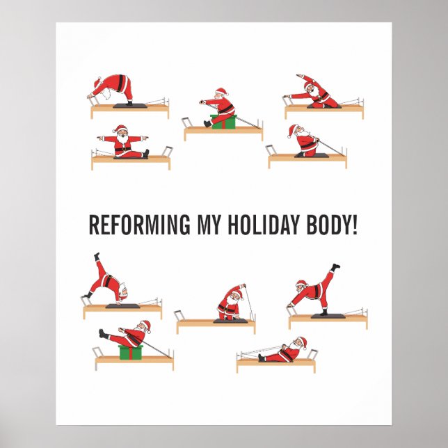 Pilates Santa Reformer Christmas Poster (Front)
