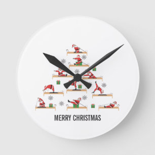 Pilates Santa Reformer Christmas Round Clock