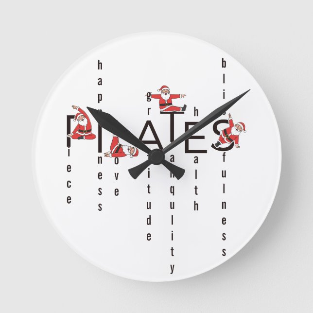 Pilates Santa Reformer Christmas Round Clock (Front)