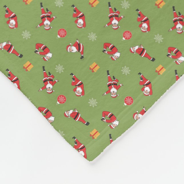Pilates Santa Seamless Christmas Patterns Fleece Blanket (Corner)