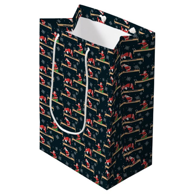 Pilates Santa Seamless Christmas Patterns Medium Gift Bag (Front Angled)