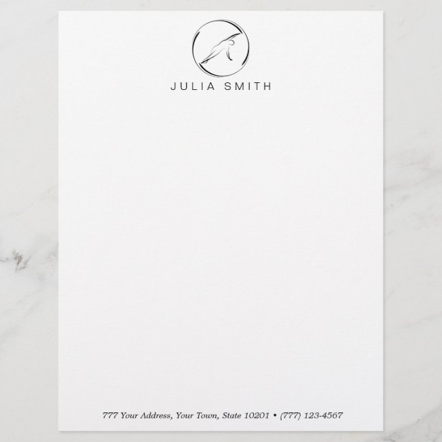 Pilates Side Bend pose Custom Letterhead (Front)