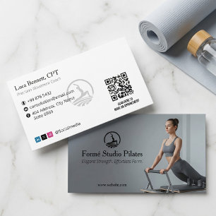 Pilates Studio Business   Modern Grey Barcode Card