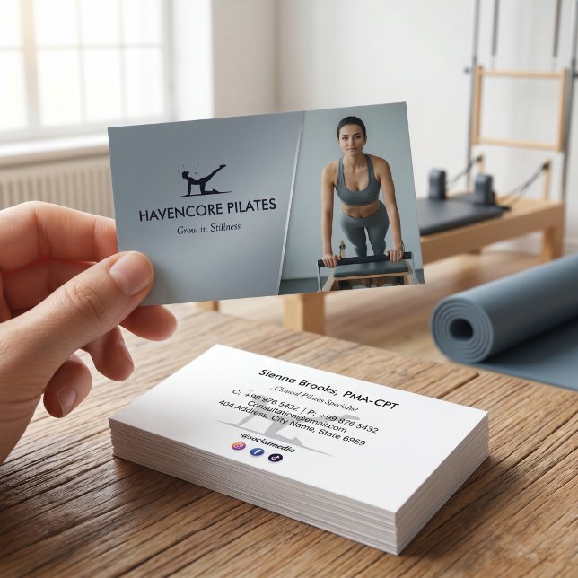 Pilates Studio Business | Modern Grey Barcode Card (Creator Uploaded)