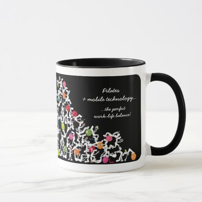 Pilates with mobile technology mug, black mug (Right)