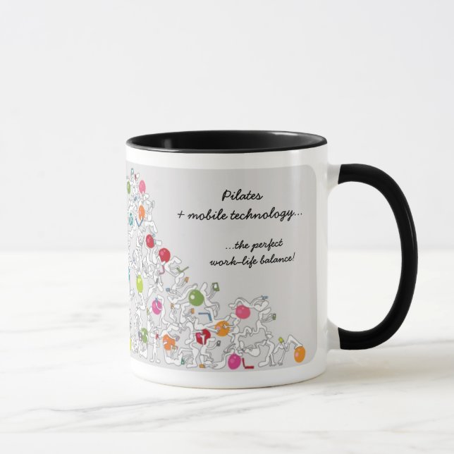 Pilates with mobile technology mug, grey mug (Right)