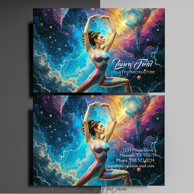 Pilates Yoga Instructor Cosmos Business Card (Creator Uploaded)