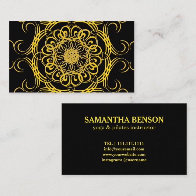 Pilates Yoga Instructor Teacher Mandala Business Card (Front/Back)