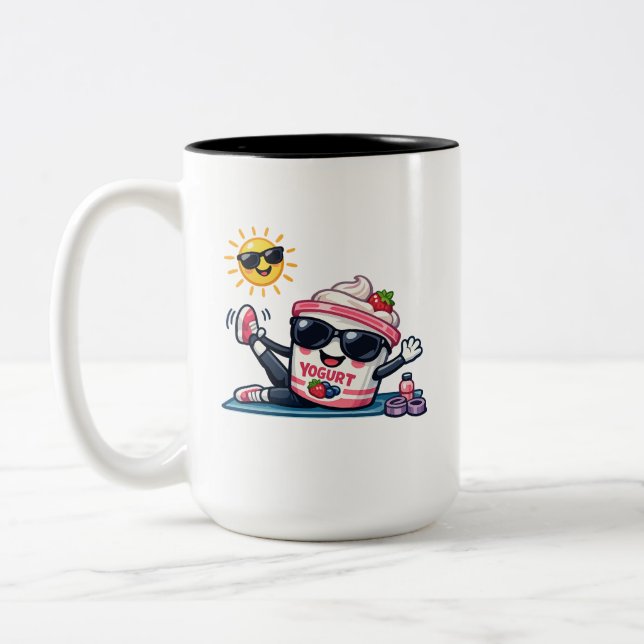 Pilates Yogurt  Two-Tone Coffee Mug (Left)